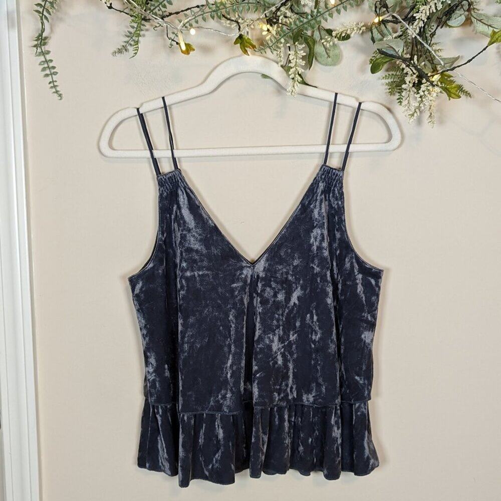 Aerie Blue Velvet Strappy Flowy Boho Tank Top Blouse